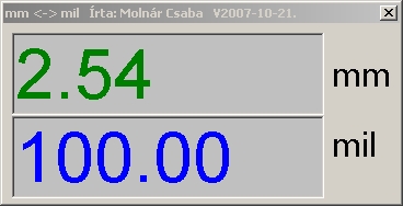 MmToMil program képe